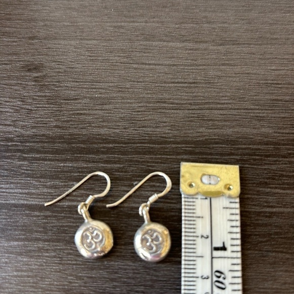 Thai Silver Om Charm Earrings Sterling Silver‎ Earwires NWT - Picture 6 of 6